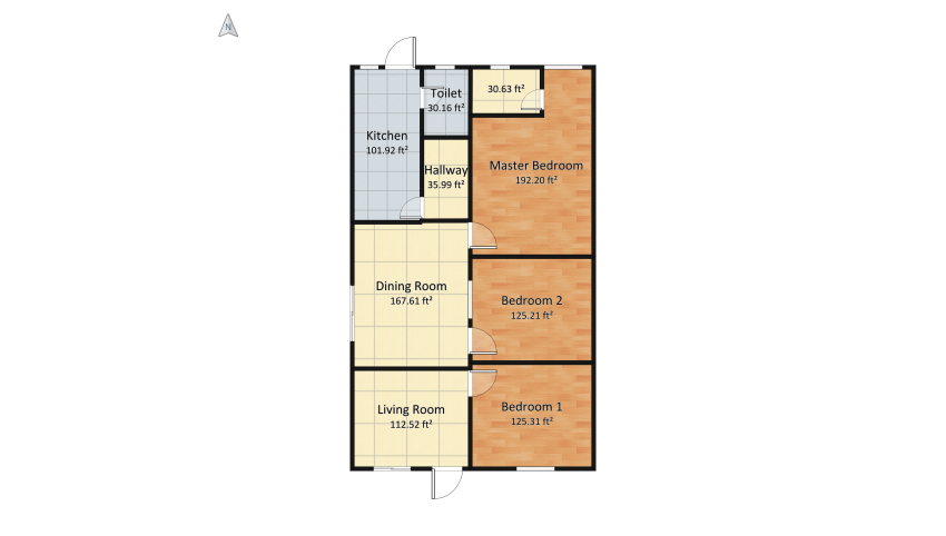 OKK Measured - Original floor plan 92.74
