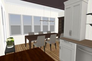 window bar seating fridge wall w S dining & N 1/2 bath Design Rendering