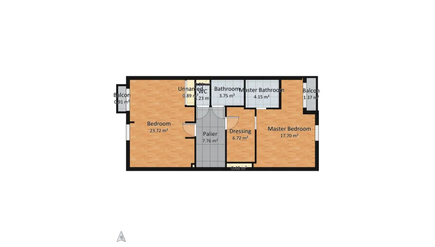 Projet réaménagement étage chambres - corrigée floor plan 68.79