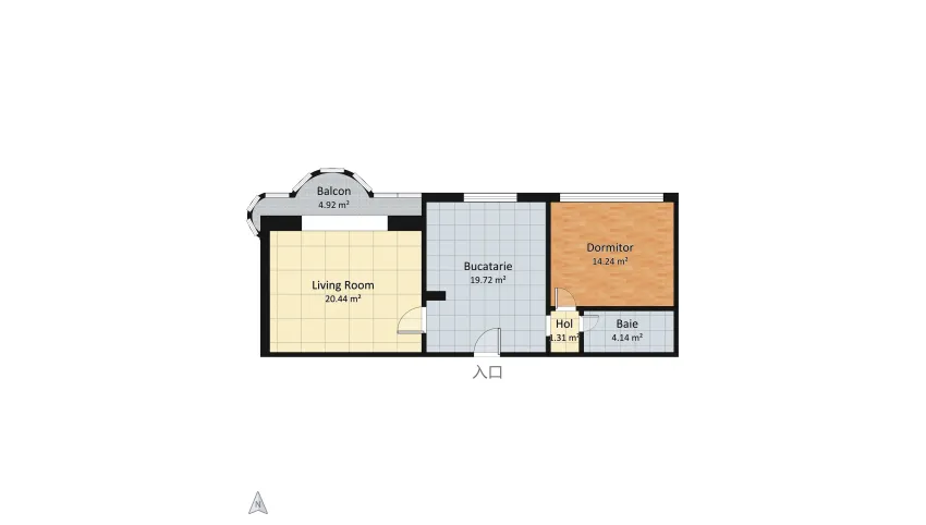 Two room Apartament variante 2 - Life Design floor plan 64.77
