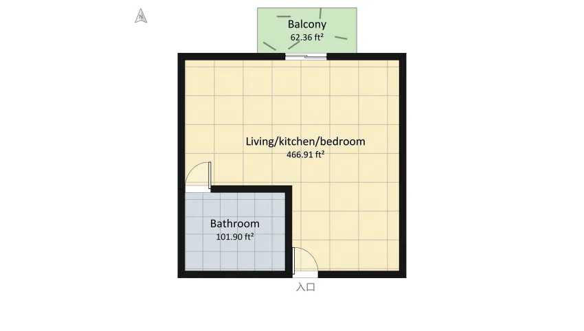 Studio apartment floor plan 58.23