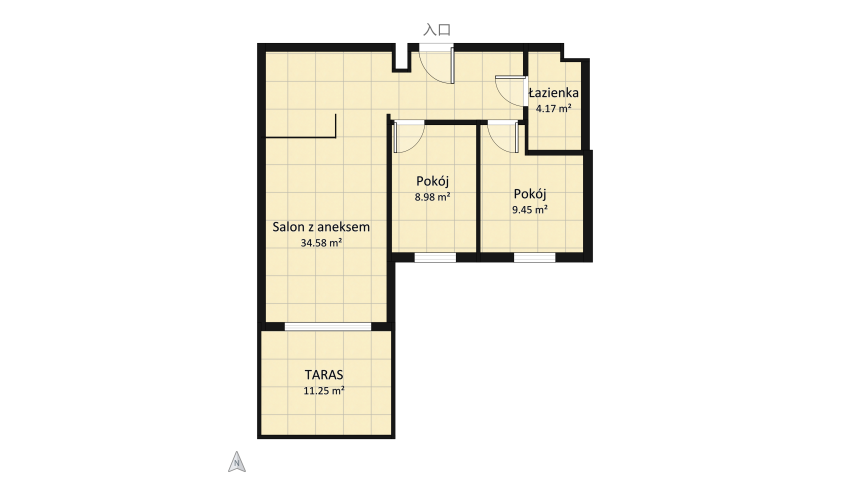Contemporary Flat floor plan 68.44