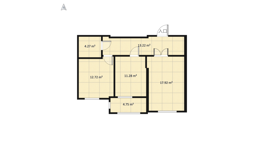 Mirzo Ulugbek 61.3 m2 floor plan 64.17