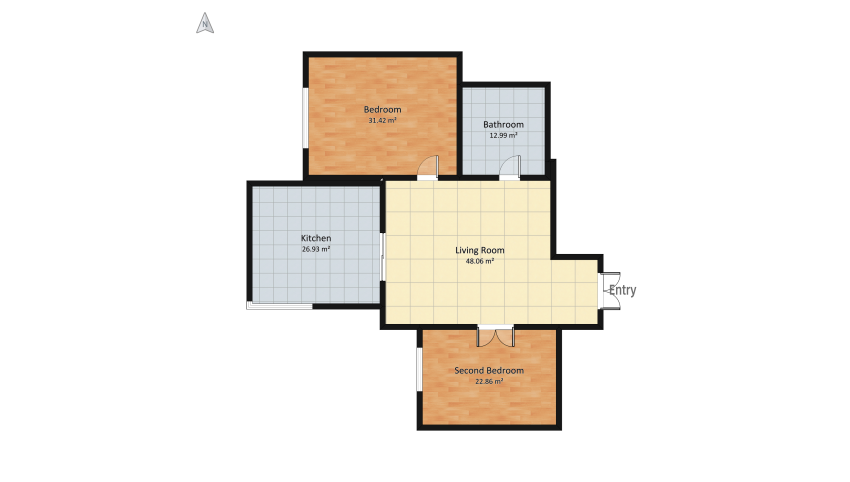 1 bhk fully functional house floor plan 191.45