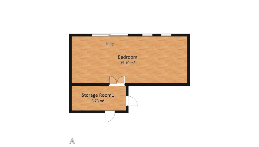 Bed room & dressing  room  floor plan 43.84
