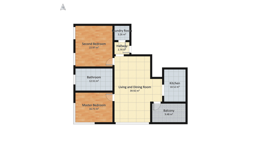2 Bedroom Suite floor plan 132.84