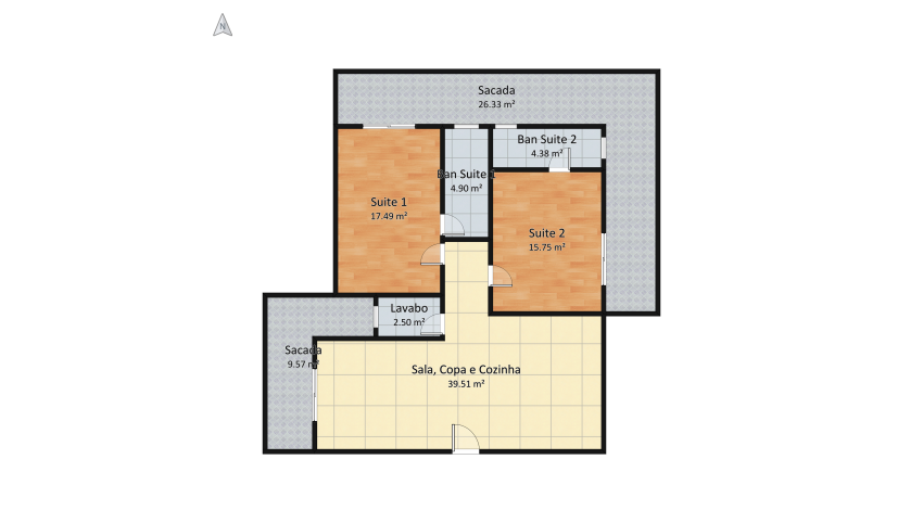 Apartamento Espaçoso/Spacious Apartment floor plan 131.36