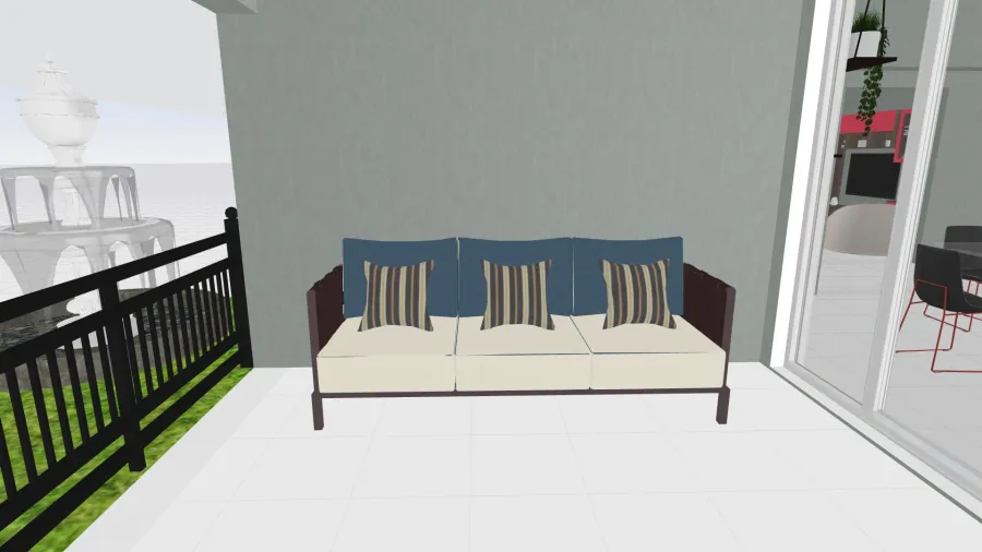 casa com chafariz 3d design renderings