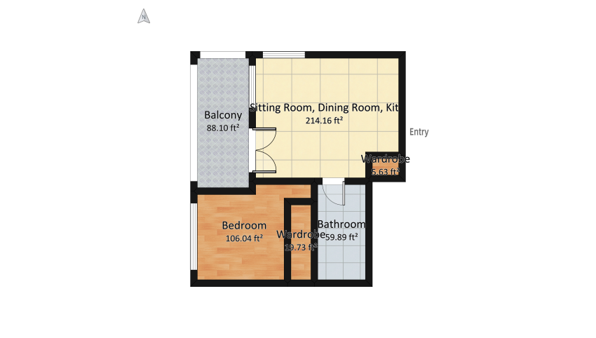 Nenny and Bapu's Bombay flat floor plan 54.04