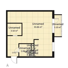 floor plan showcasing an interior layout design with spatial areas labeled, optimizing furniture arrangement using Homestyler's automated floor plan generation feature, enhancing renovation efficiency.