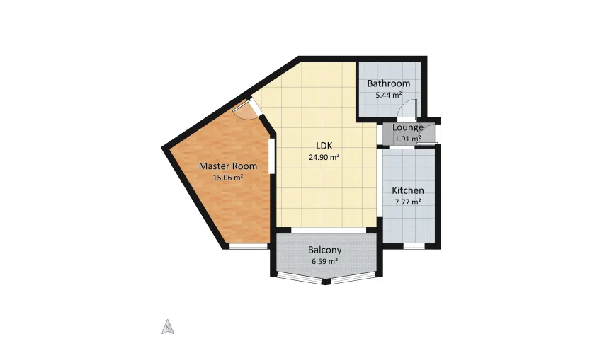 Coastal Apartment floor plan 61.65