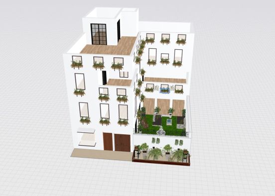 double plot,3 story 18x38 with room addition, court yard Design Rendering