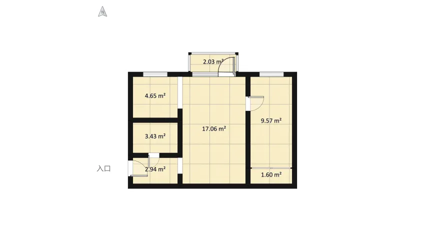 Tipical russian appartment. home for couple floor plan 48.81
