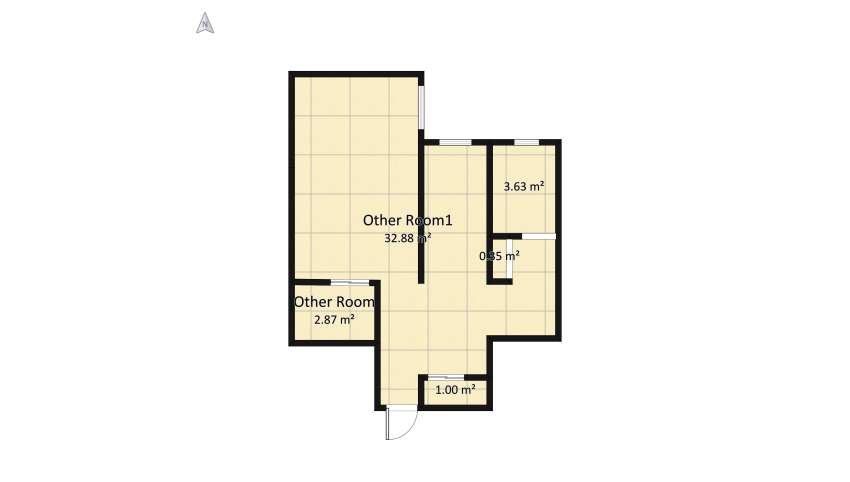 Small city studio apartment  floor plan 45.54