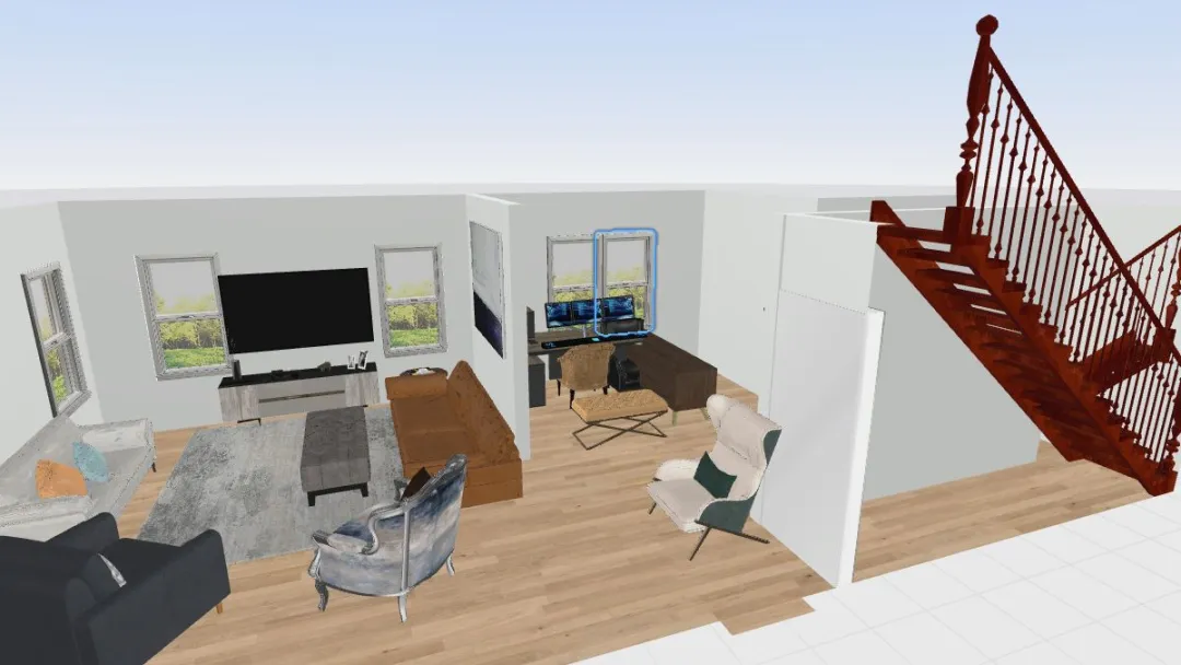 Copy  Living room 12 move tv 3d design renderings