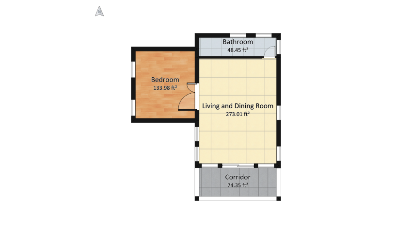 Tiny Cottage House Living floor plan 103.19