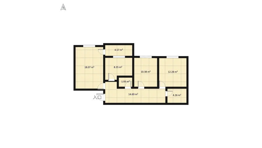 3 camere Militari floor plan 74.55