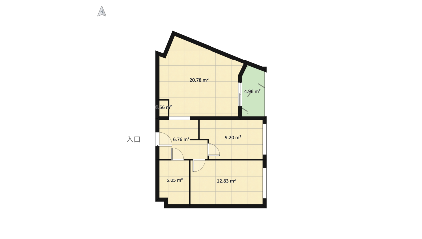 Modern PRL inspired floor plan 66.4