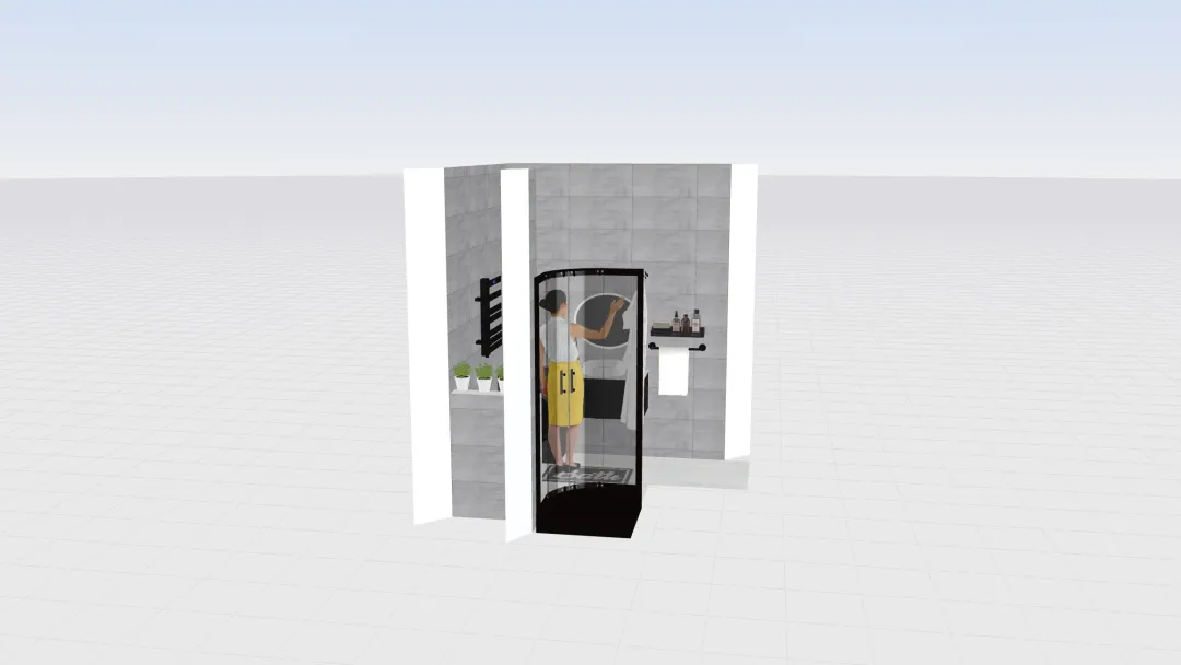 Bathroom - corner shower 3d design renderings