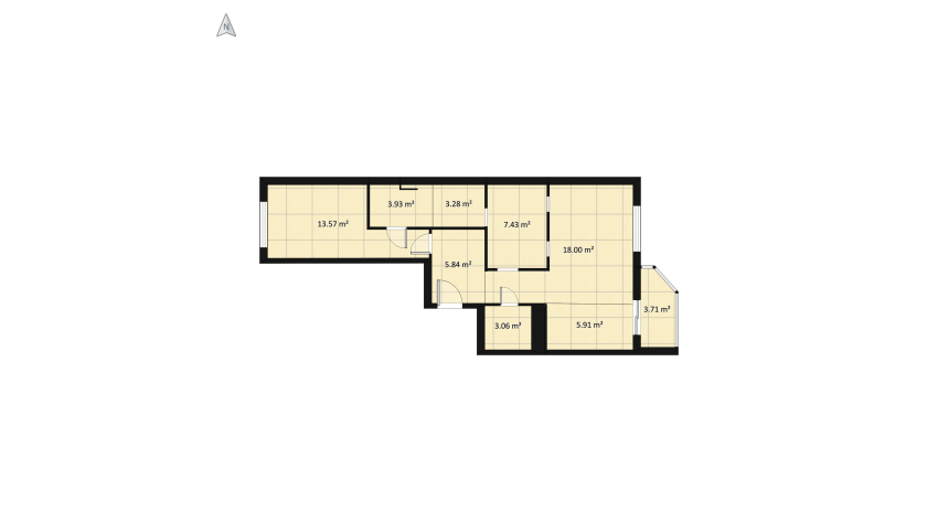2 BEDROOM apartment with kids room floor plan 73.53