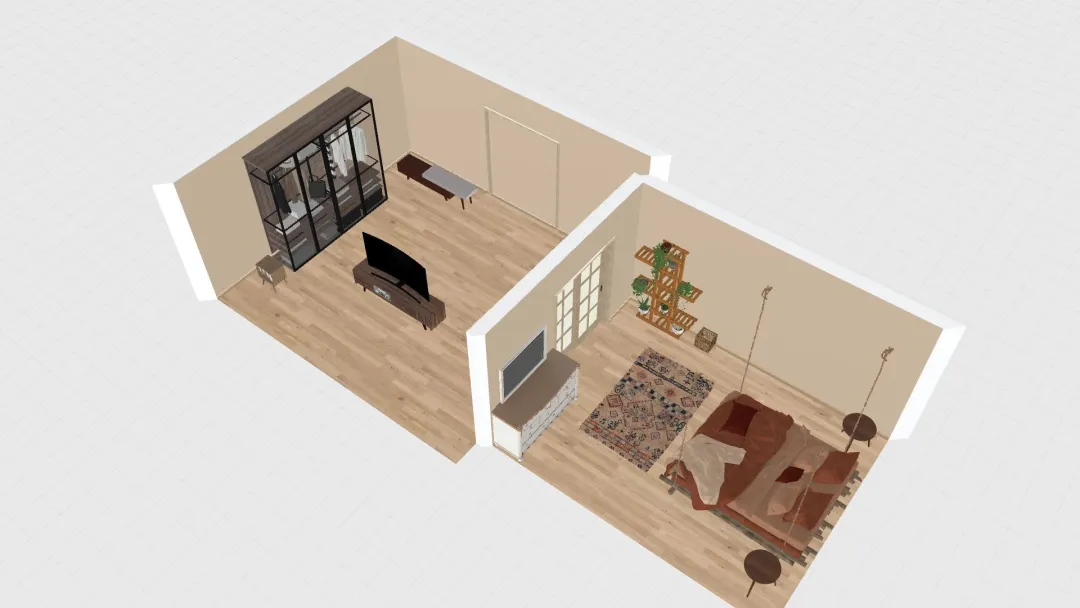 studio bedroom 3d design renderings
