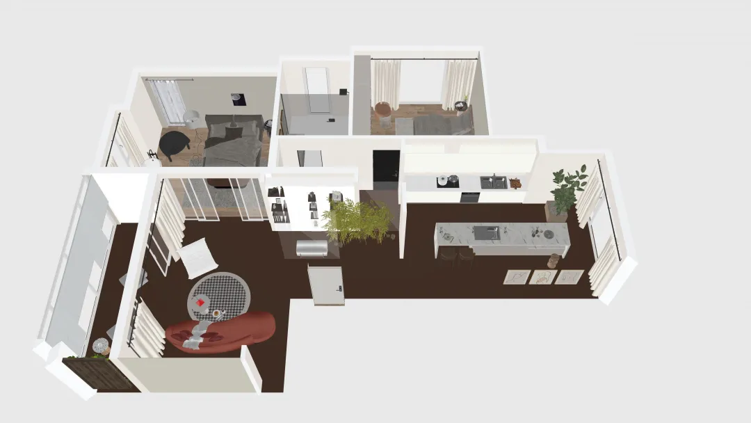 Contemporary Two Bedroom 3d design renderings