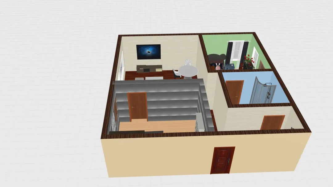 900 square feet home 3d design renderings